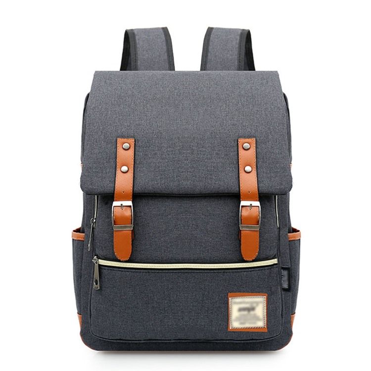 Bälte-Dekorerad Patchwork Design Canvas Ryggsäck