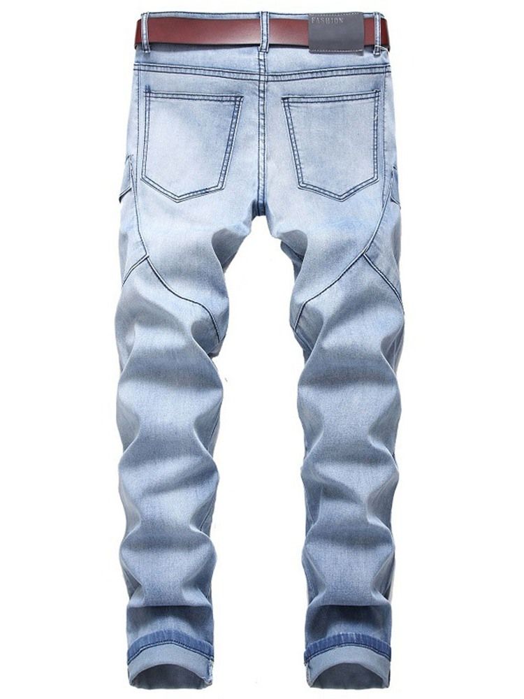 Afrikanskt Mode Dashiki Color Block Pocket Rak Dragkedja Herrjeans