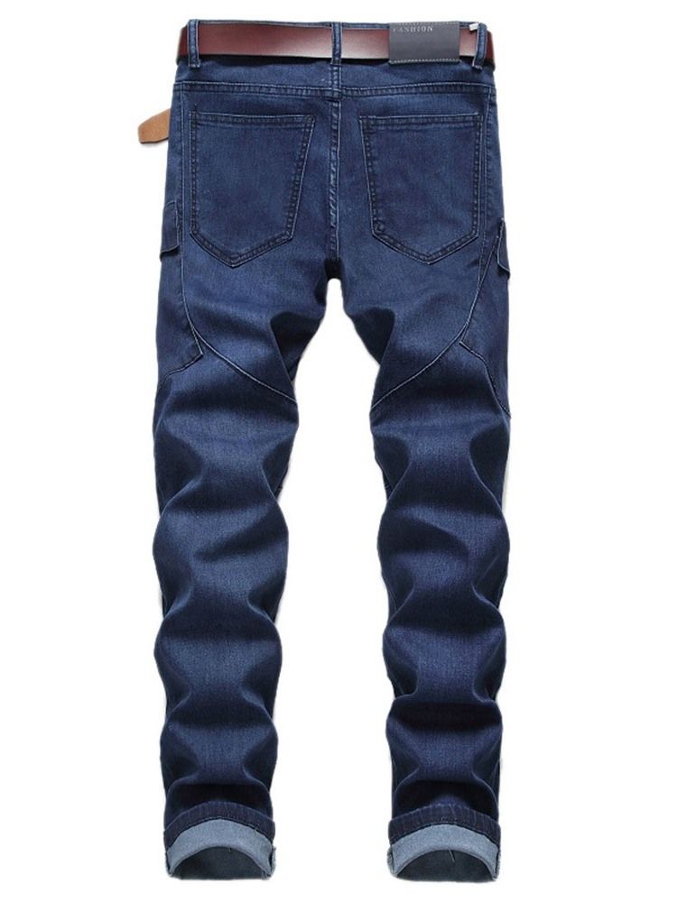 Afrikanskt Mode Dashiki Color Block Pocket Rak Dragkedja Herrjeans
