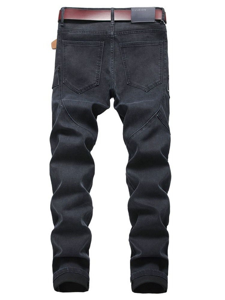 Afrikanskt Mode Dashiki Color Block Pocket Rak Dragkedja Herrjeans
