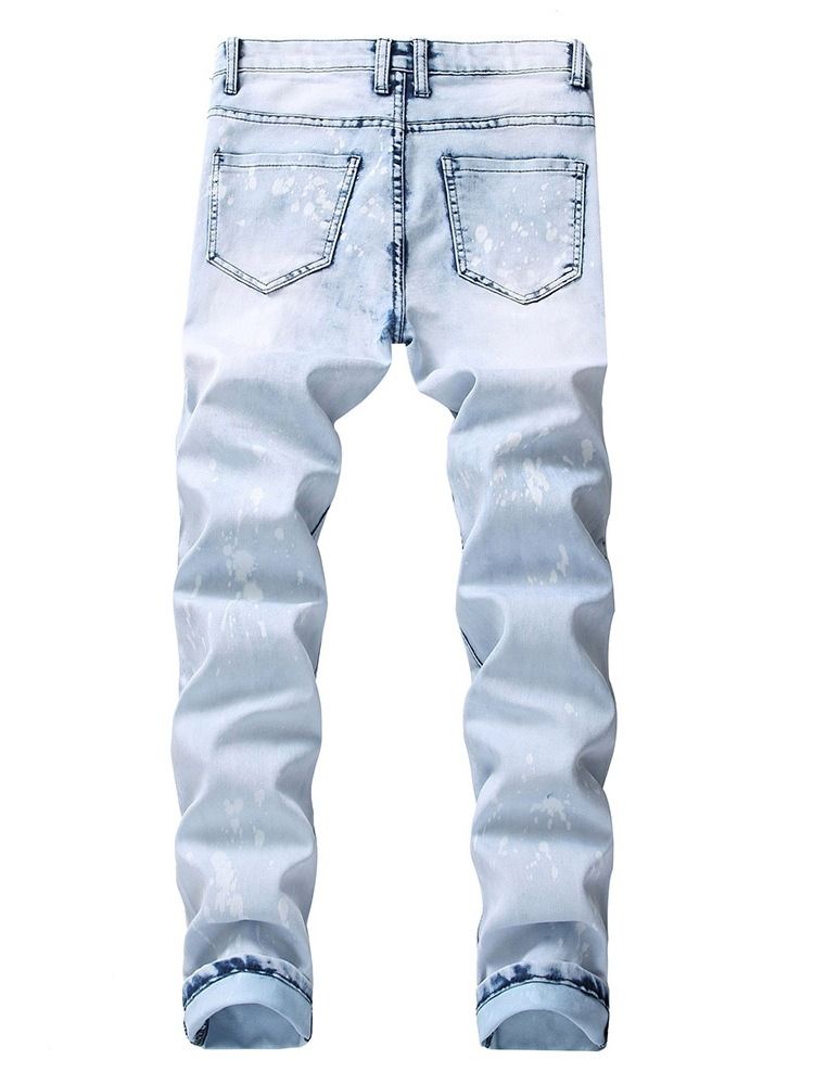 Blixtlås Color Block Herr Casual Jeans