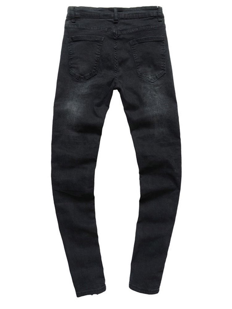 Blixtlås Pencil Byxor Vanlig Dragkedja Mid Waist Jeans