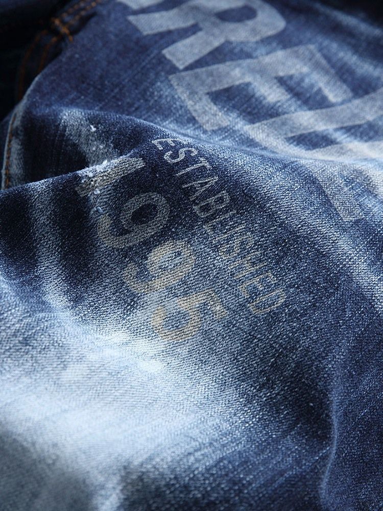 Bokstav Rak Slitna Koreanska Mid Midja Jeans