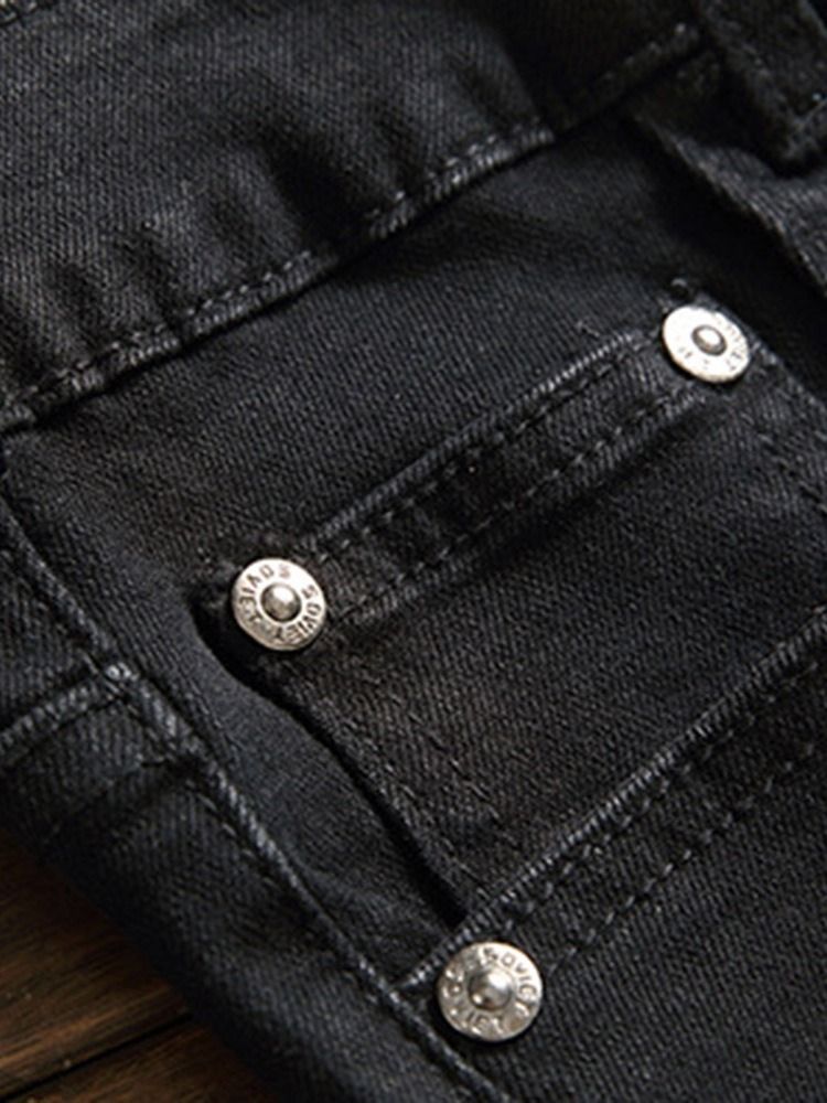Bokstav Raka Applikationer Casual Mid Waist Jeans