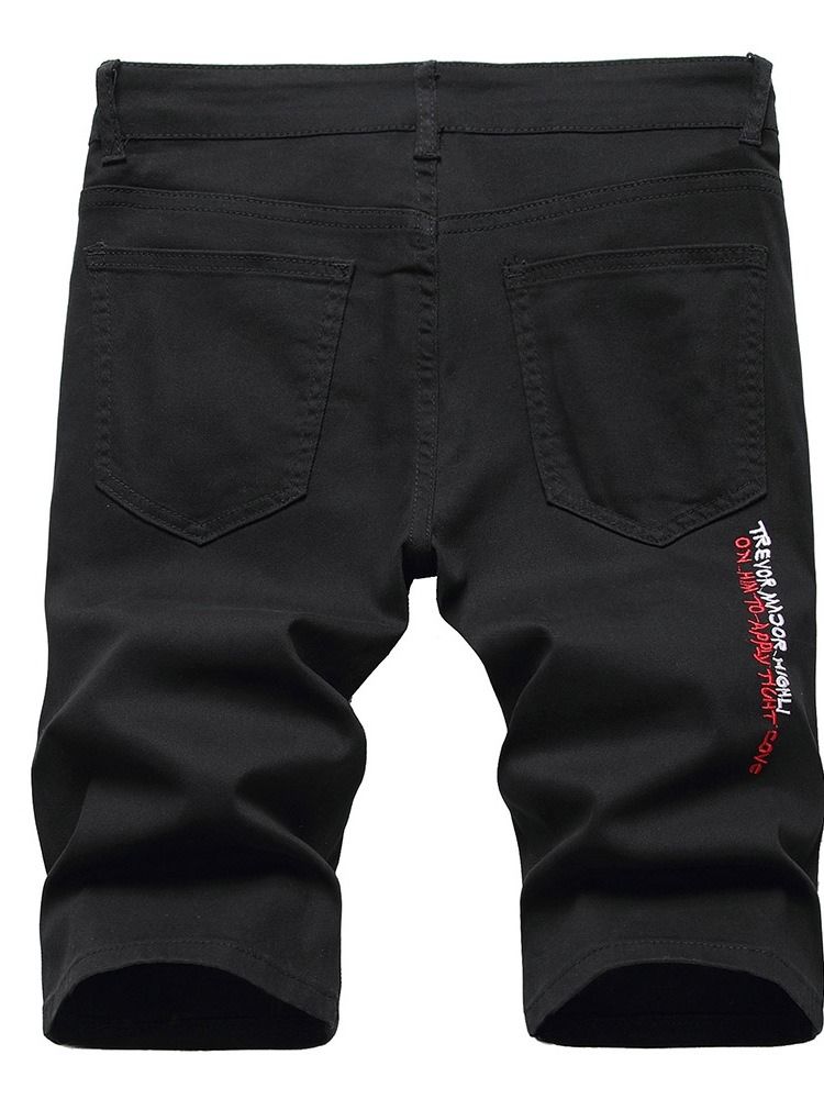 Bokstavsbroderi Jeans Med Dragkedja I Mitten Av Midjan