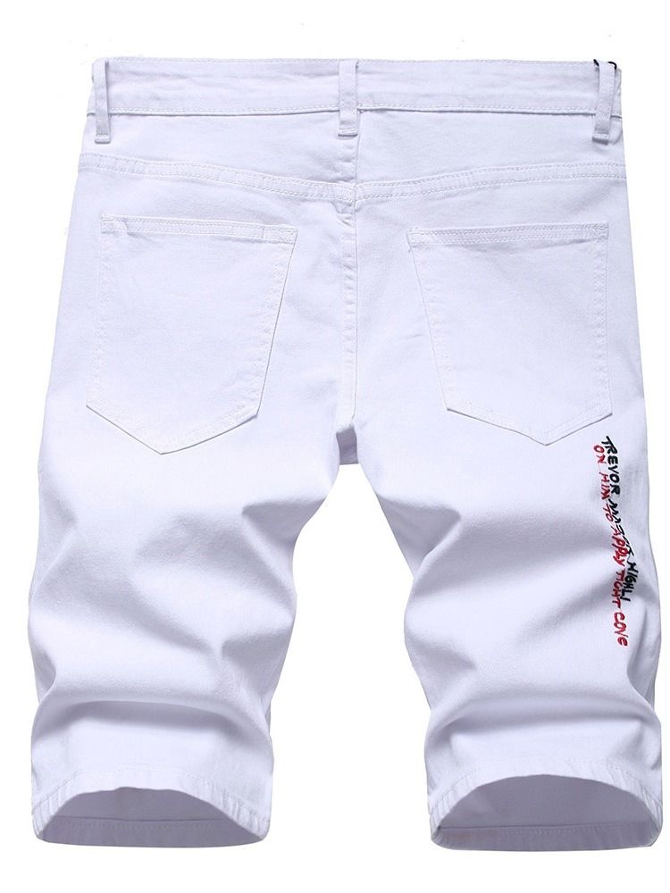 Bokstavsbroderi Jeans Med Dragkedja I Mitten Av Midjan