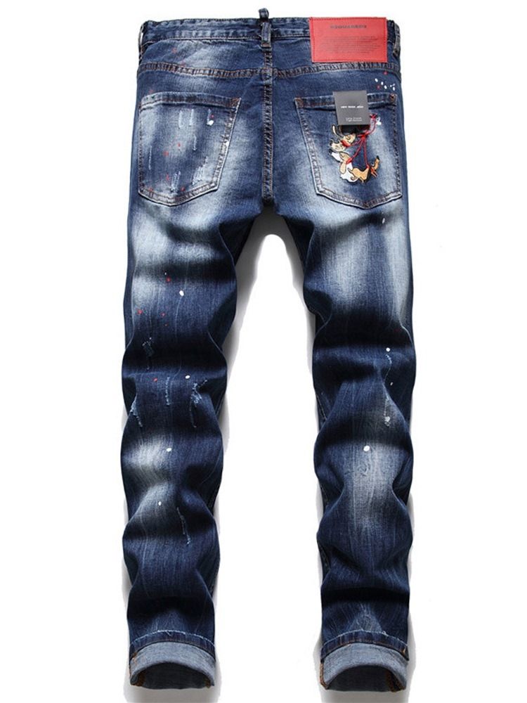 Bokstavsficka Knapp Hip Hop Herr Jeans