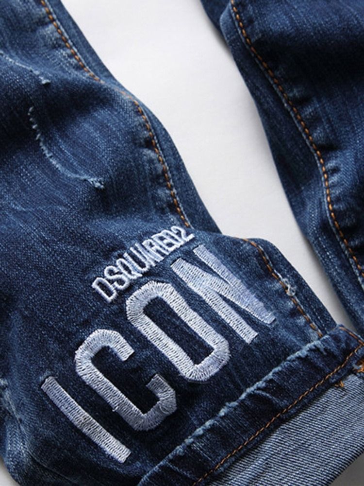 Bokstavsficka Knapp Hip Hop Herr Jeans