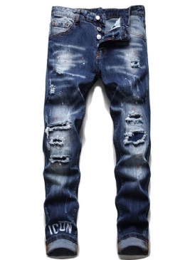 Bokstavsficka Knapp Hip Hop Herr Jeans