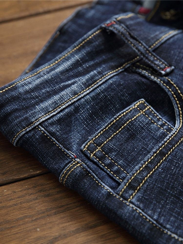 Broderi Color Block Zipper Mode Jeans