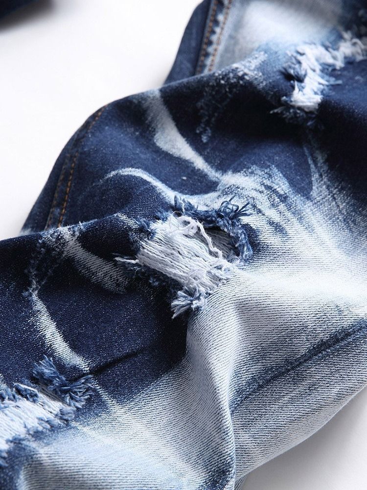 Broderi Raka Casual Jeans Med Mitten Av Midjan