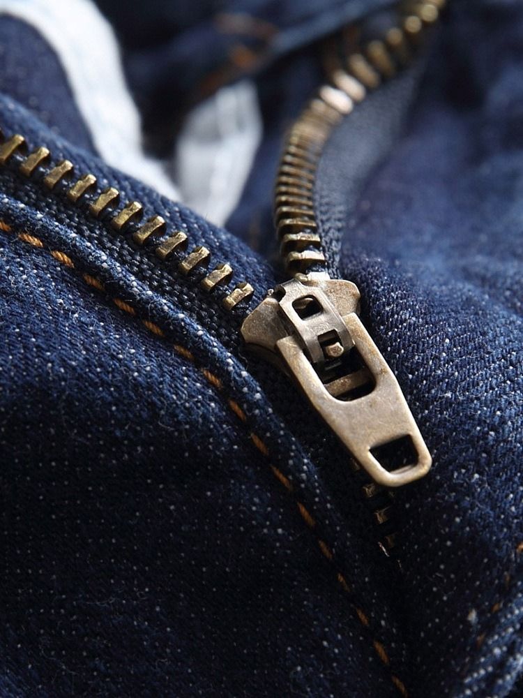 Broderi Raka Casual Jeans Med Mitten Av Midjan