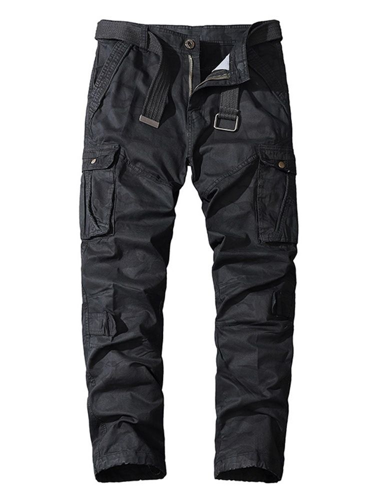Camouflage Print Mid Waist Zipper Casual Byxor