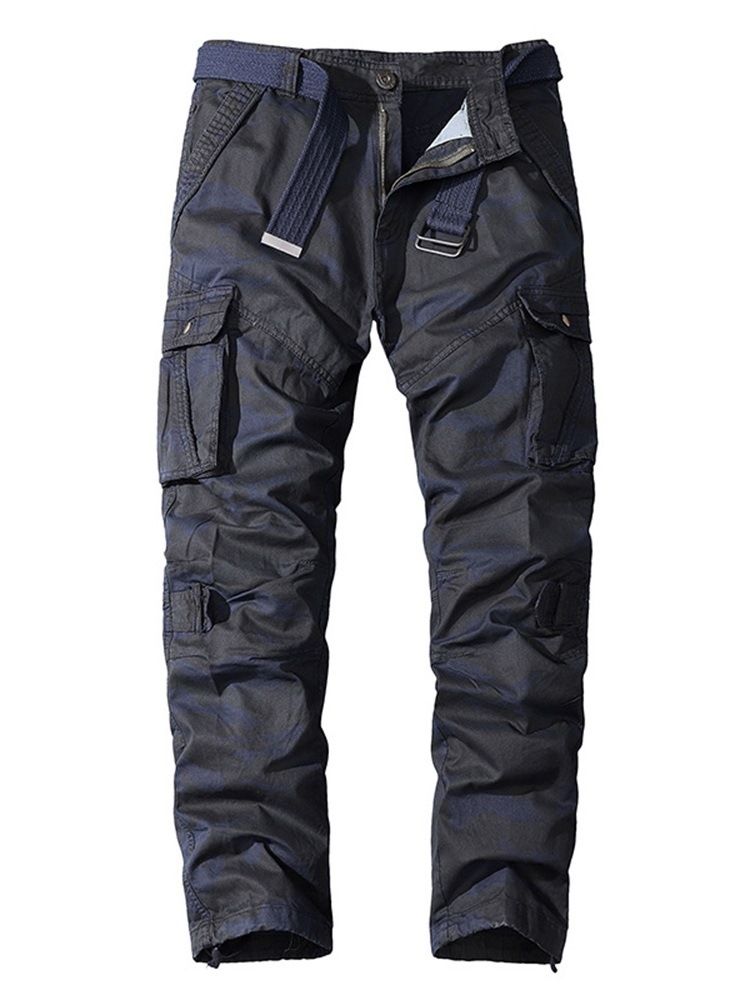 Camouflage Print Mid Waist Zipper Casual Byxor