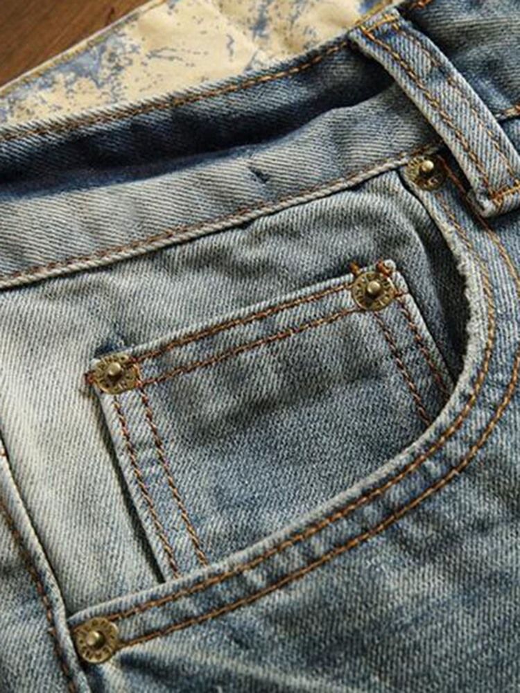 Casual Holes Denim Jeans För Män
