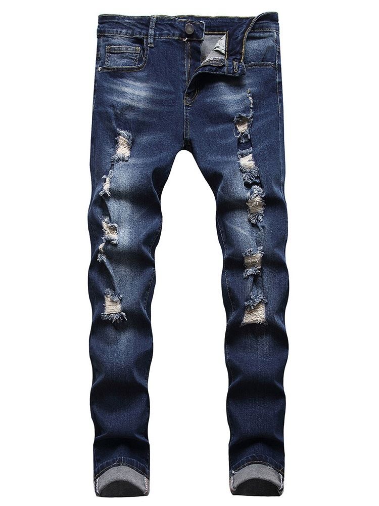 Casual Raka Slitna Jeans Med Mid Midja