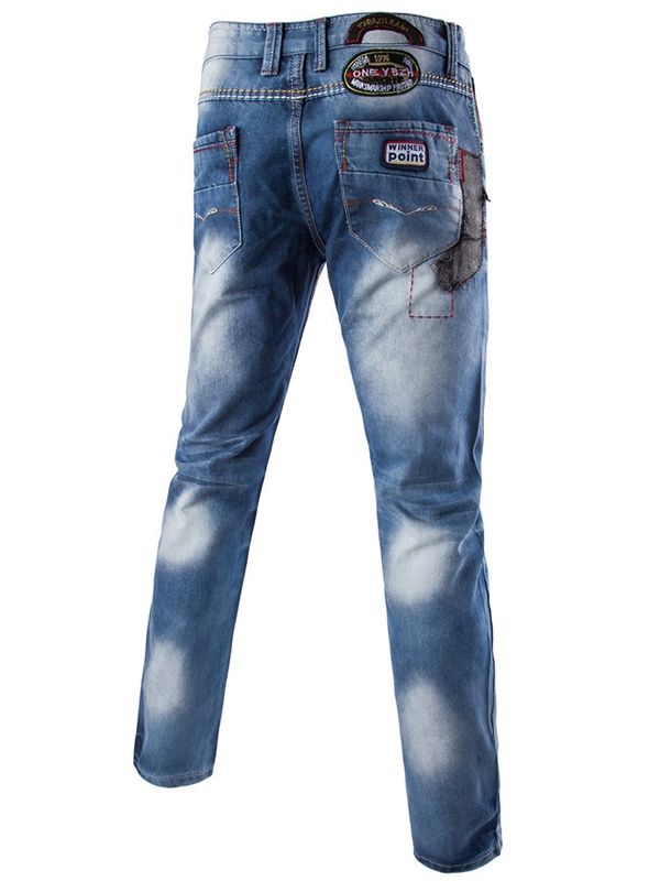 Casual Street Style Patchwork Jeans För Män