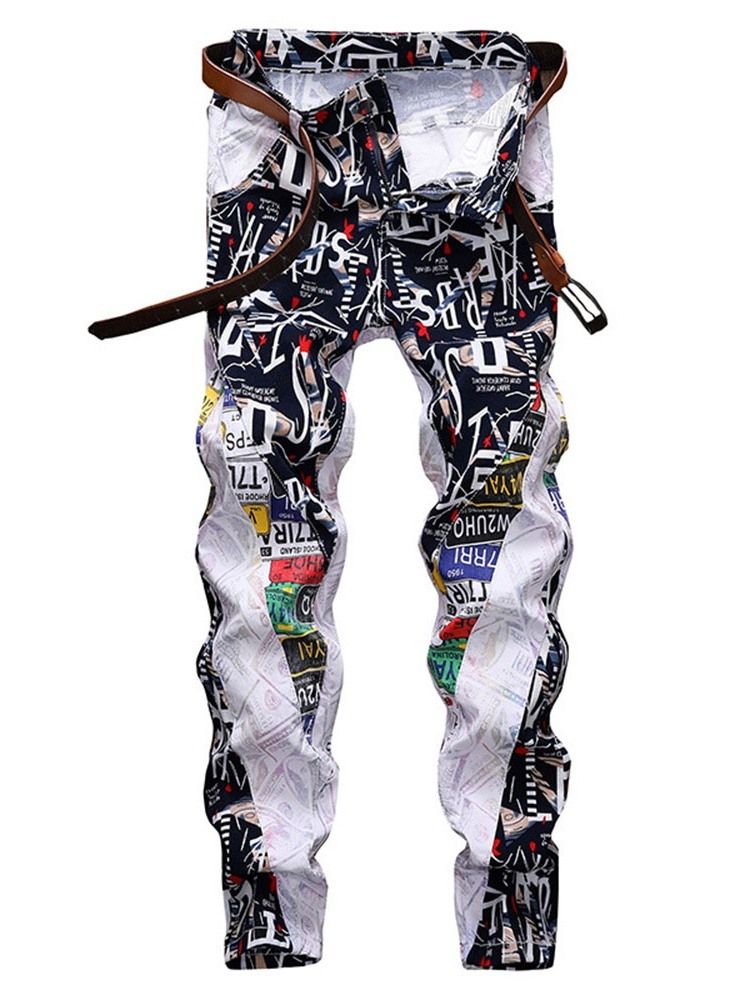 Color Block Rak Patchwork European Mid Waist Jeans