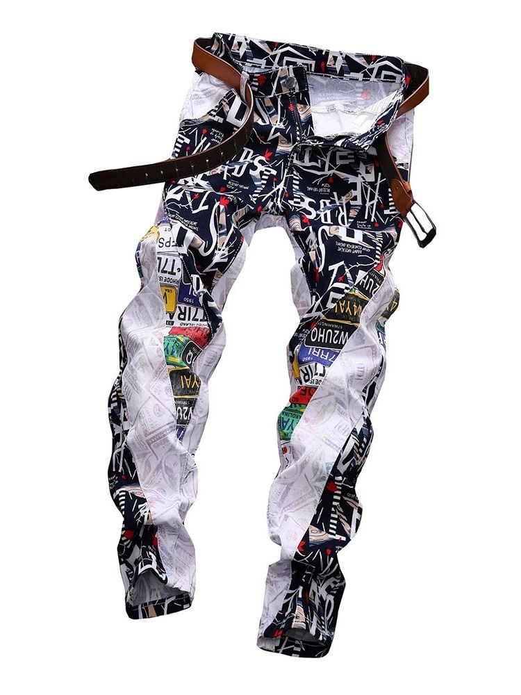 Color Block Rak Patchwork European Mid Waist Jeans