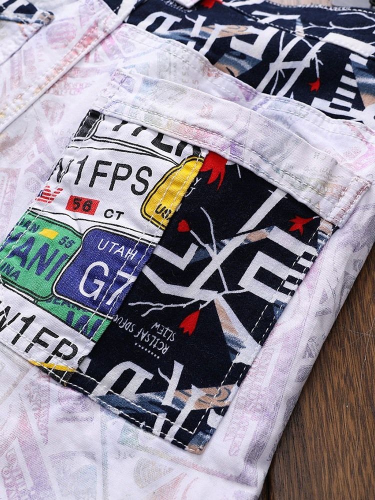 Color Block Rak Patchwork European Mid Waist Jeans