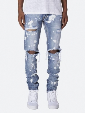 Dragkedja Casual Mid Waist Jeans För Män