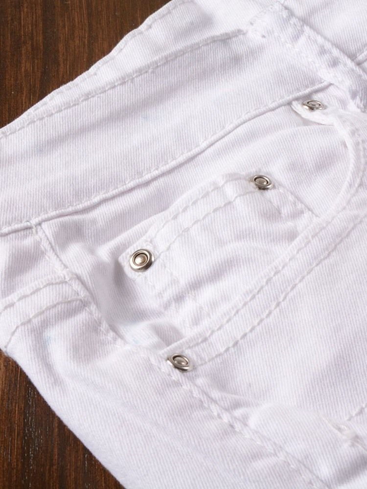 Dragkedja Rak Vanlig Dragkedja Mid Waist Jeans För Män