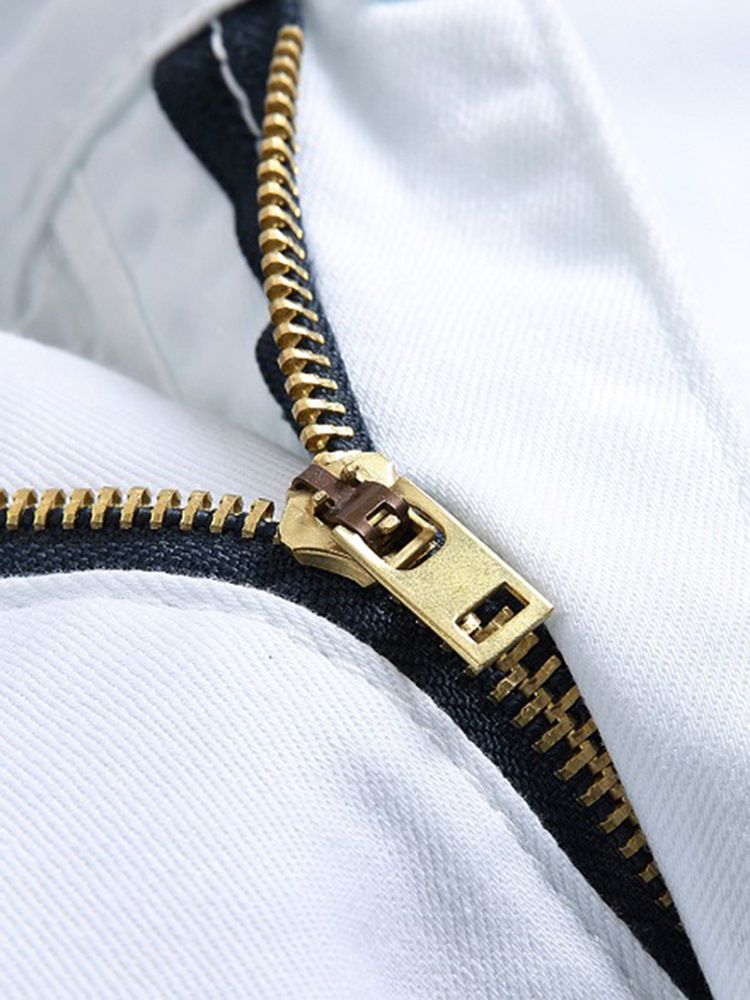 Dragkedja Unikt Lappat Färgblock Casual Herrjeans