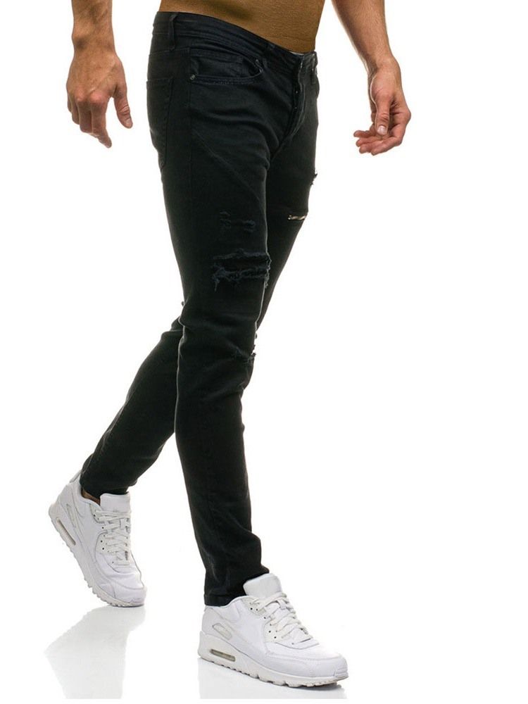 Dragkedja Vanlig Blixtlås Jeans Med Mitten Av Midjan