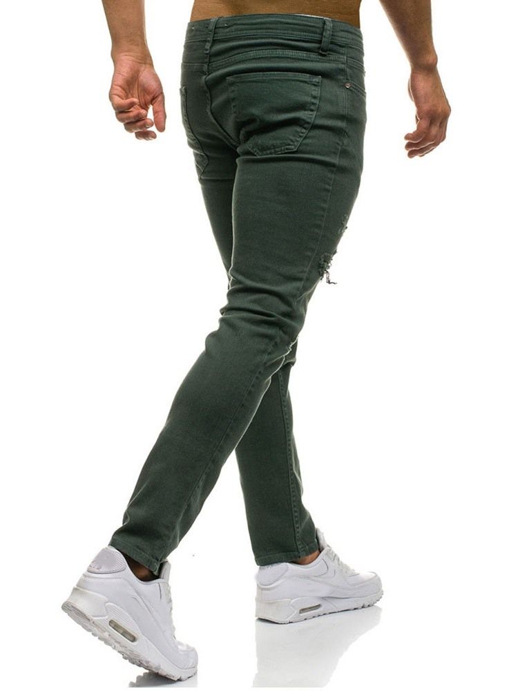 Dragkedja Vanlig Blixtlås Jeans Med Mitten Av Midjan