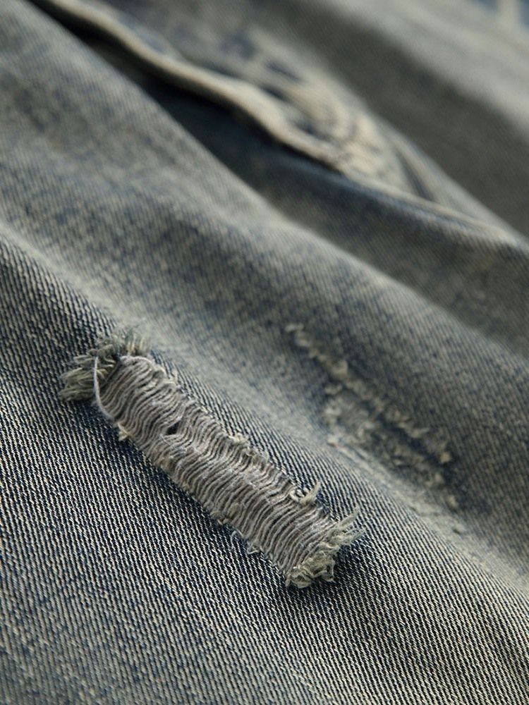 Enkelt Hål Rak Casual Zipper Jeans
