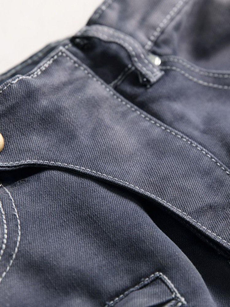 Enkla Plisserade Smala Mäns Casual Ripped Jeans