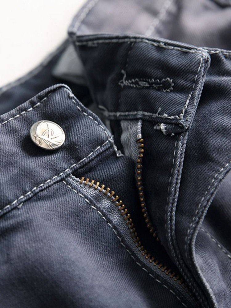 Enkla Plisserade Smala Mäns Casual Ripped Jeans