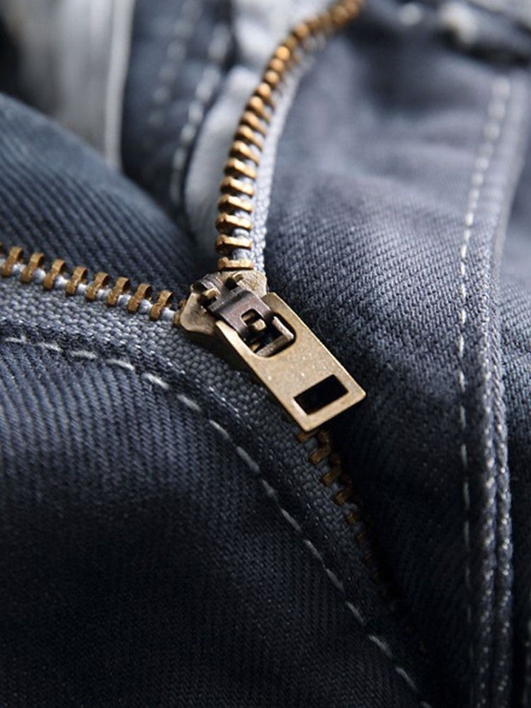 Enkla Plisserade Smala Mäns Casual Ripped Jeans
