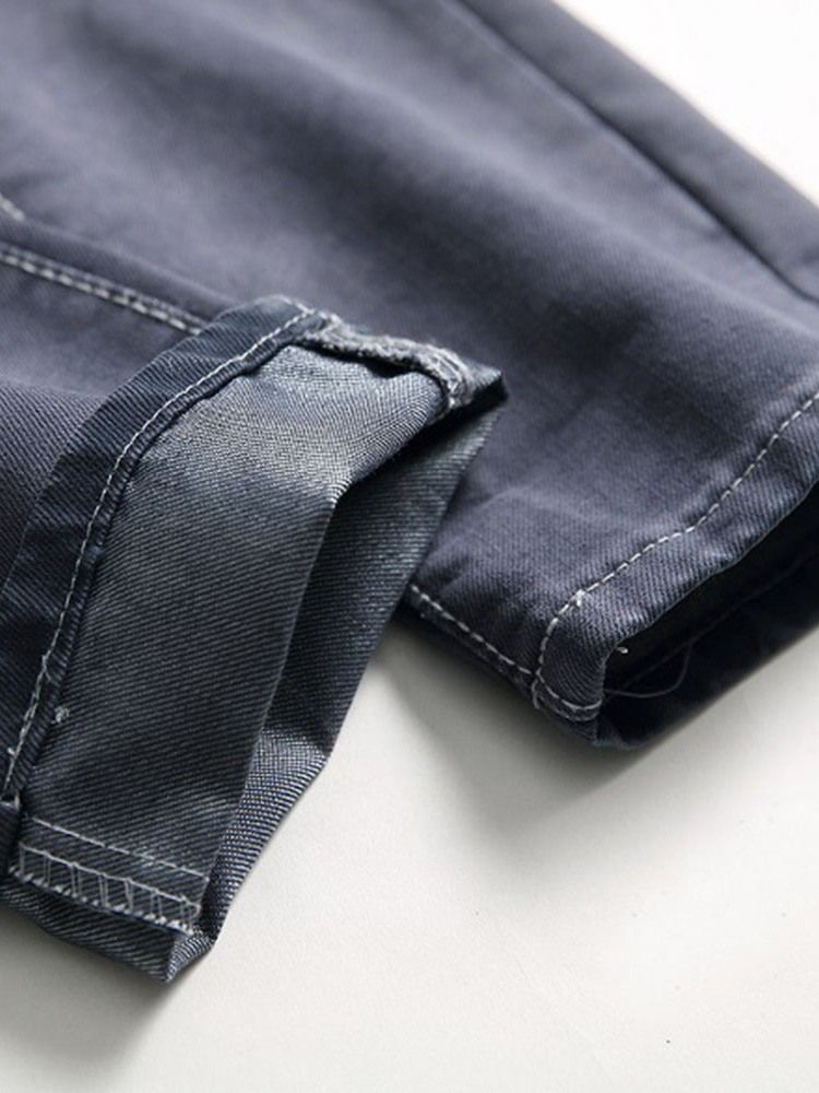Enkla Plisserade Smala Mäns Casual Ripped Jeans