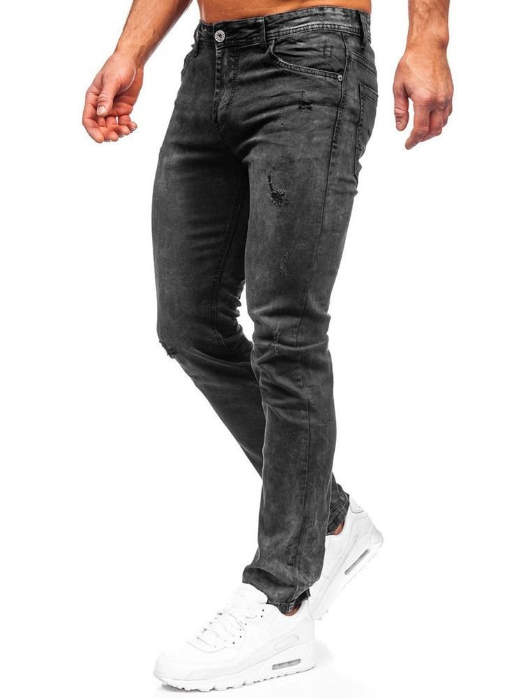 Färgblock Pocket Zipper Fashion Jeans