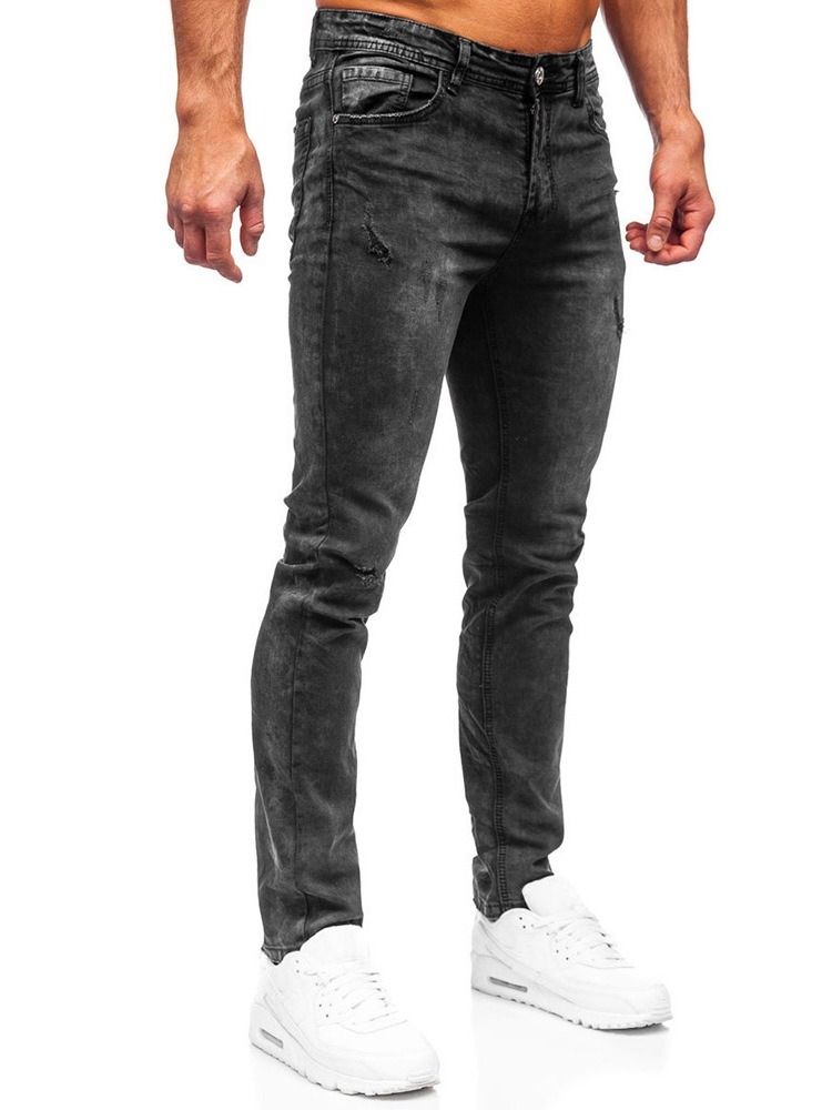 Färgblock Pocket Zipper Fashion Jeans