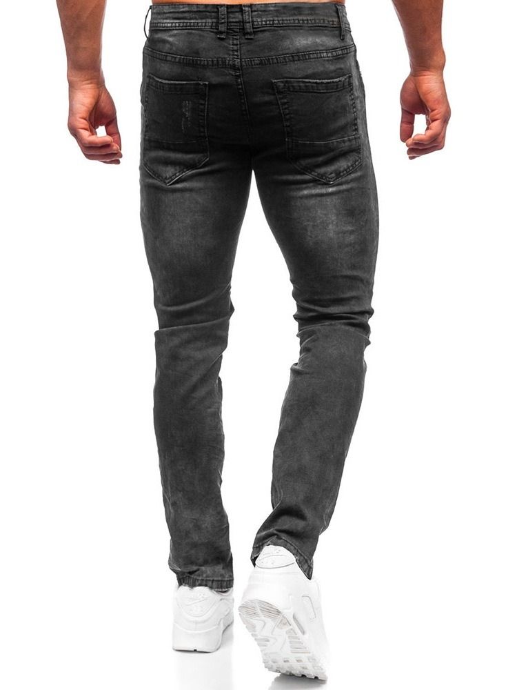 Färgblock Pocket Zipper Fashion Jeans