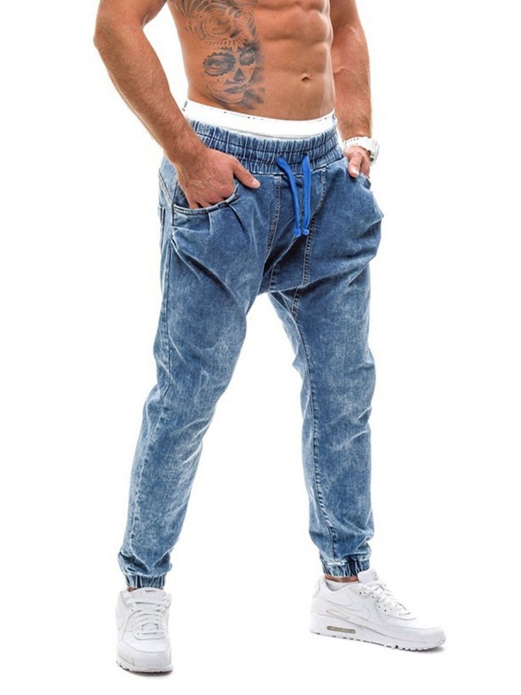 Gradient Straight Mid Waist Lace-Up Herrjeans