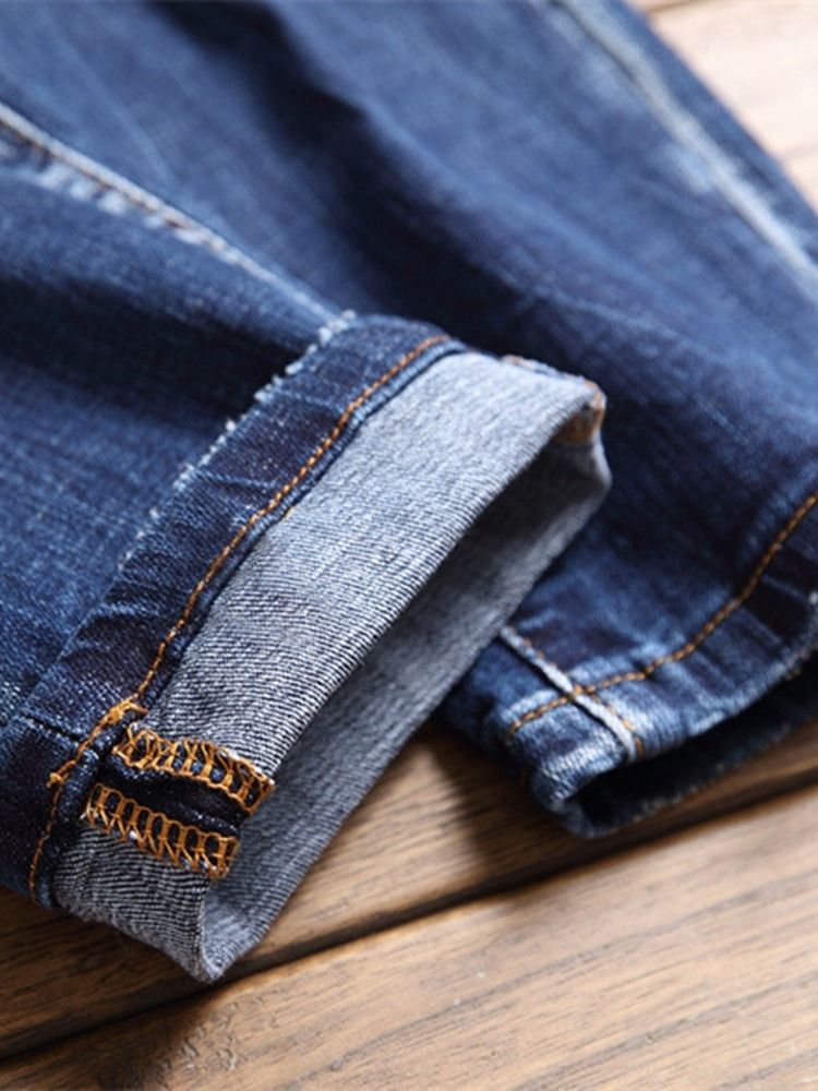 Hål Color Block Zipper Fashion Jeans