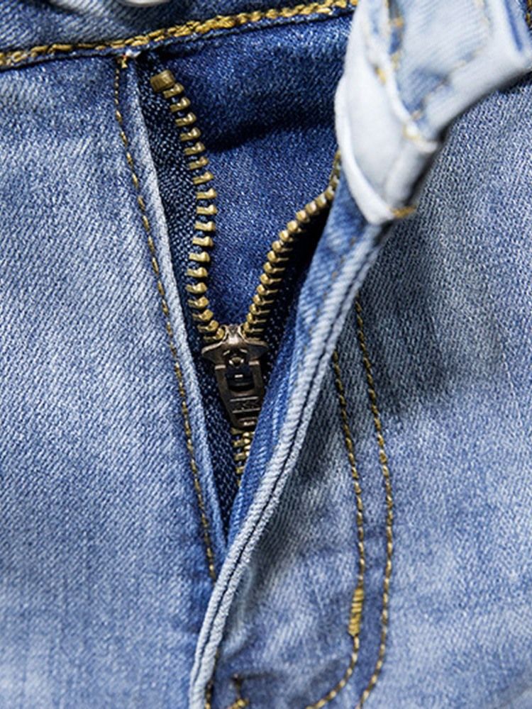 Hål European Mid Waist Casual Jeans