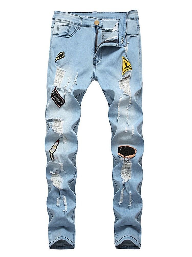 Hål Med Dragkedja I Mitten Av Midjan Casual Jeans