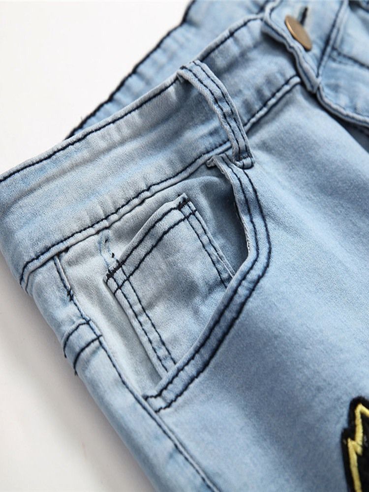 Hål Med Dragkedja I Mitten Av Midjan Casual Jeans