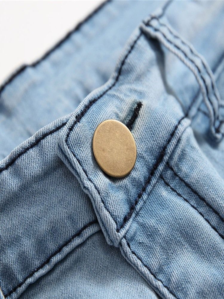 Hål Med Dragkedja I Mitten Av Midjan Casual Jeans