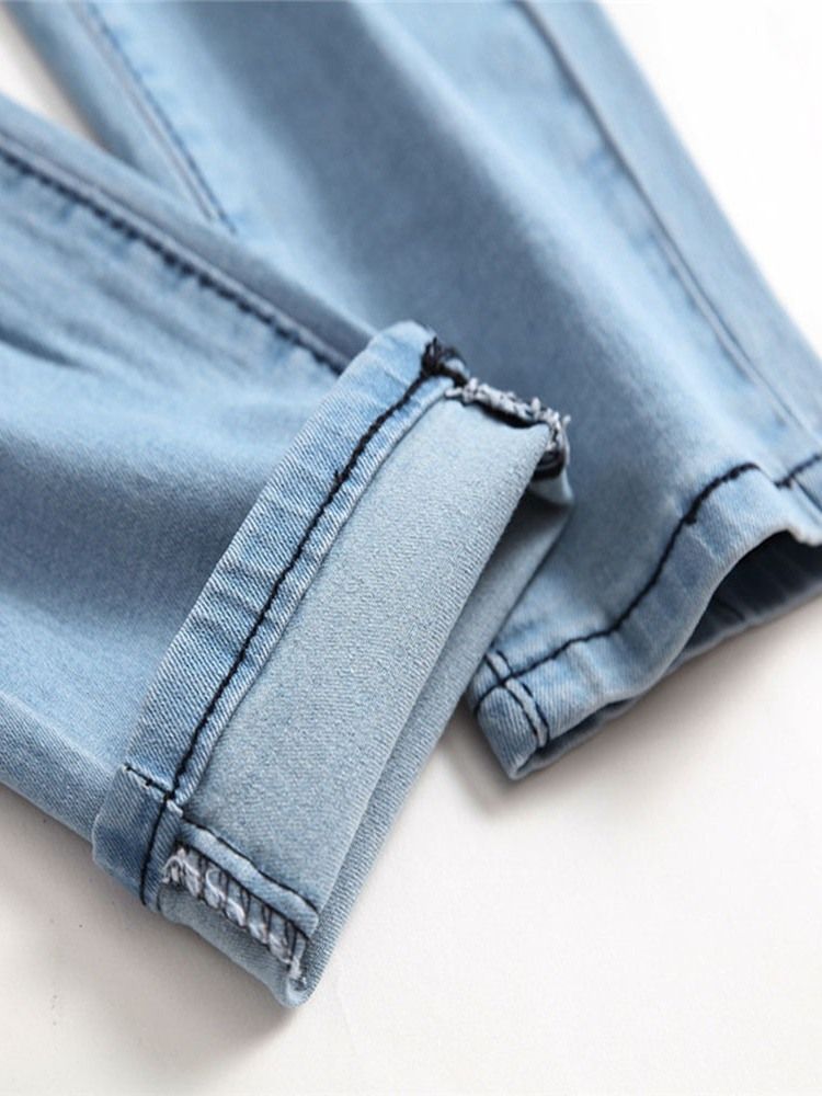 Hål Med Dragkedja I Mitten Av Midjan Casual Jeans