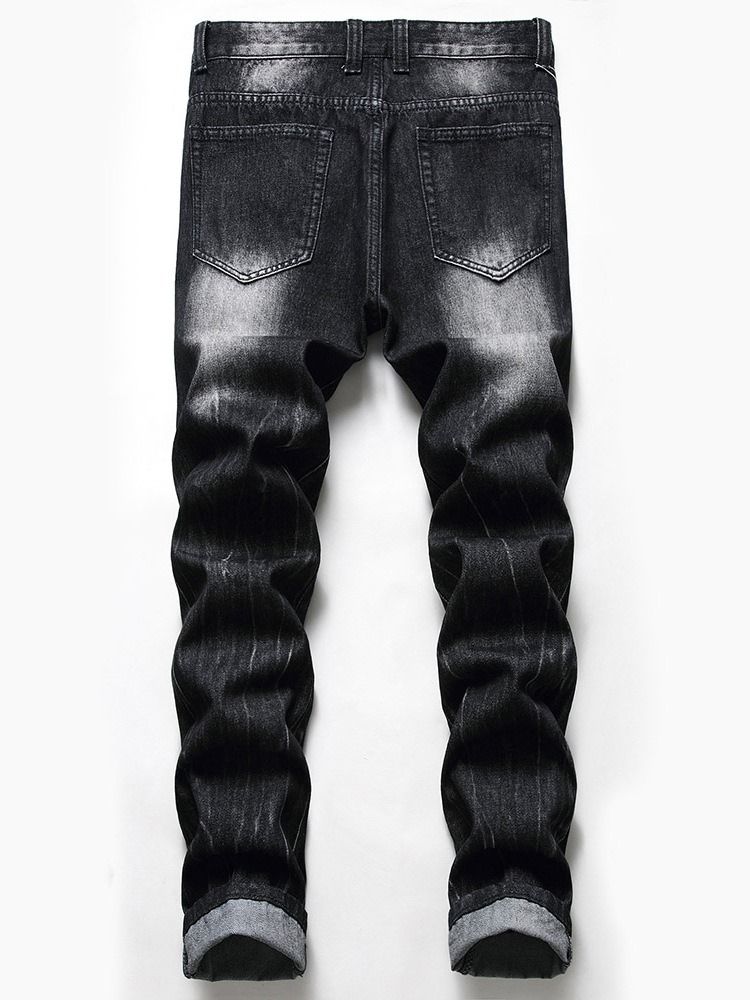Hål Mid Waist Mode Herrjeans