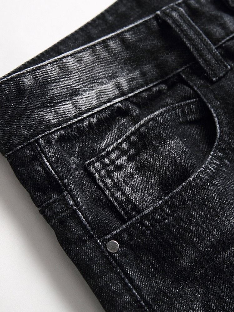 Hål Mid Waist Mode Herrjeans