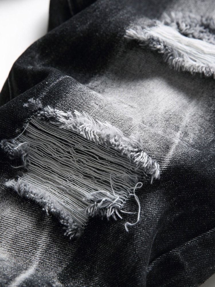 Hål Mid Waist Mode Herrjeans