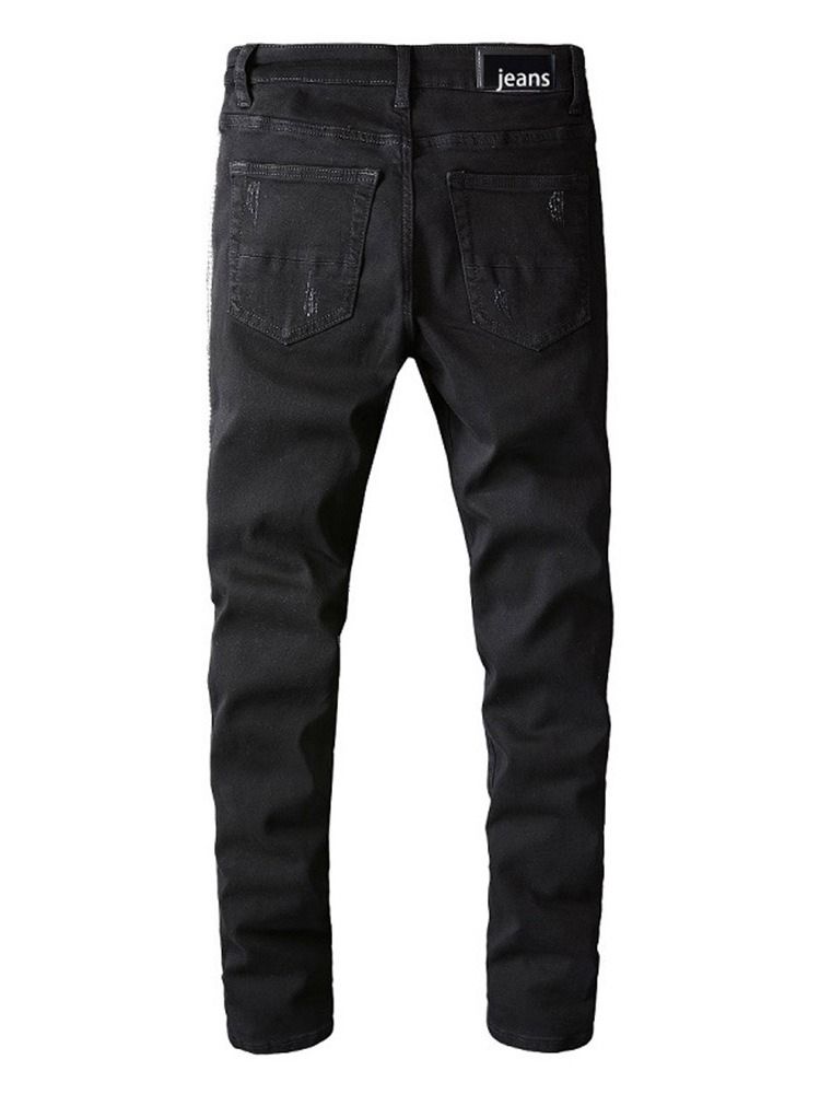 Hål Pencil Byxor Mid Waist Zipper Jeans