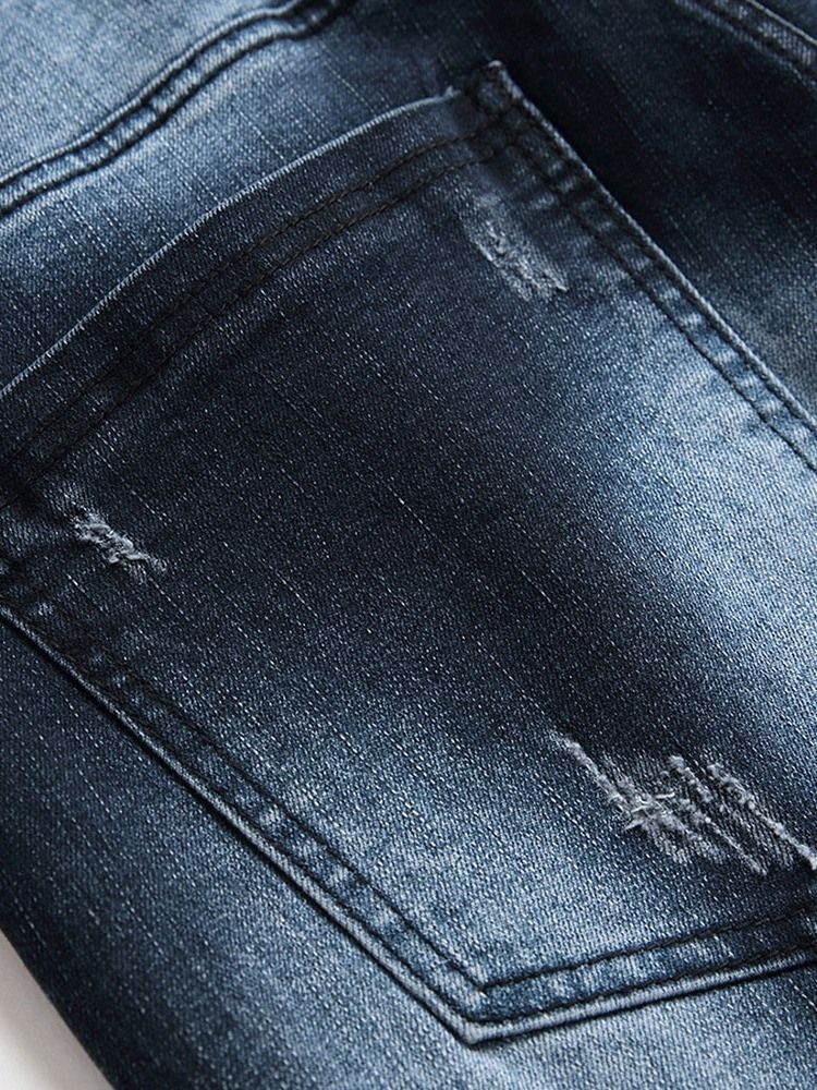 Hål Rak Dragkedja För Män Casual Jeans