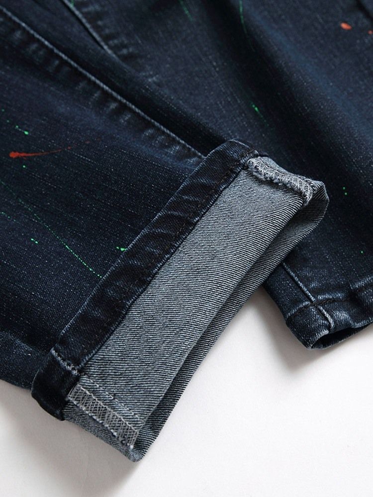 Hål Rak Dragkedja För Män Casual Jeans